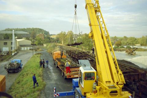 Auf dem Betriebsbahnhof in Kemmlitz erfolgte die Verladung der im Werk III geborgenen Weichen in bereitgestellte K-Wagen.