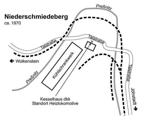 Skizze zum Standort der T12 in Niederschmiedeberg.