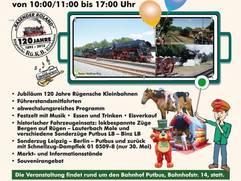 Veranstaltungsankündigung Bahnhofsfest Putbus 30./31. Mai 2015