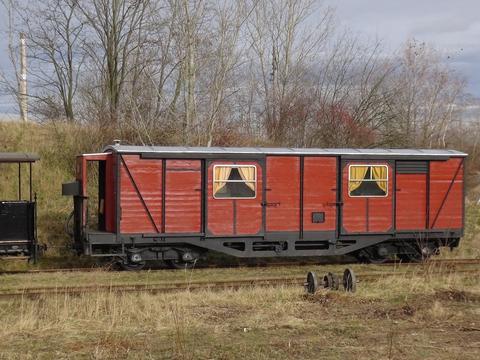 Der 1942 in Bautzen gebaute Güterwagen aus Österreich als Wagen 23 in Leipzig-Lindenau nach seiner Ankunft am 31. Januar 2018.