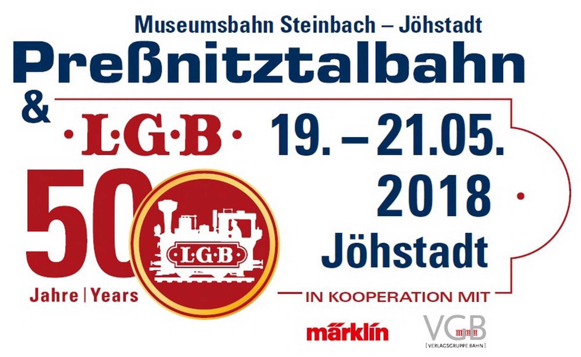 Gemeinsames Logo von LGB und Preßnitztalbahn zum Pfingstfest 2018
