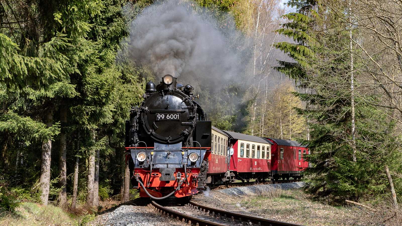 Diese Ausgabe enthält gleich zwei Beiträge über die Schmalspurbahnen im Harz. Zur Einstimmung zeigt Armin-Peter Heinze seine Aufnahme der 99 6001 vor dem Haltepunkt Sternhaus Haferfeld vom 6. April 2019.