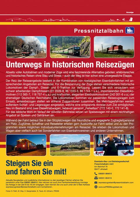 Veranstaltungsankündigung Pressnitztalbahn - Unterwegs in historischen Reisezügen