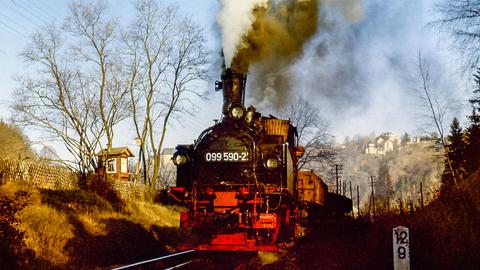 Neben Steffen Buhler hatte an diesem Tag auch Lutz Gräf seine Kamera bei diesem für die Eisenbahner nicht ungefährlichen Geigel dabei, zumal der Zug eine Loklänge nach dem Rangierhaltsignal erst hielt.