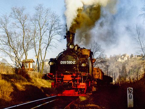 Neben Steffen Buhler hatte an diesem Tag auch Lutz Gräf seine Kamera bei diesem für die Eisenbahner nicht ungefährlichen Geigel dabei, zumal der Zug eine Loklänge nach dem Rangierhaltsignal erst hielt.