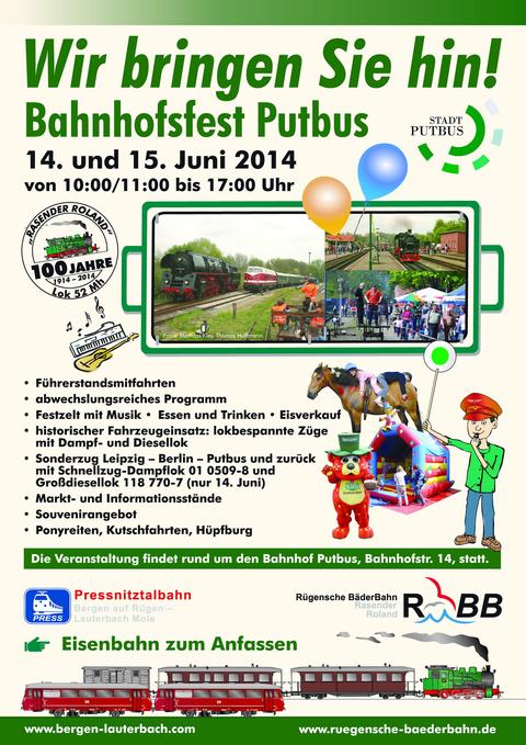 Veranstaltungsankündigung 14.-15. Juni 2014: Bahnhofsfest Putbus