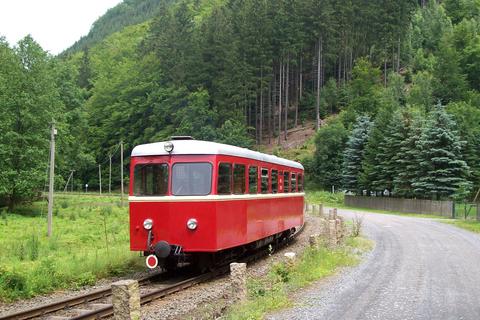 Auch der Triebwagen T 102 der Selfkantbahn stand im Verlauf des Jahres an mehreren Wochenenden zuverlässig für den planmäßigen Zugverkehr im Einsatz. Hier ist er unweit der Station Netzkater am 7. Juli unterwegs.