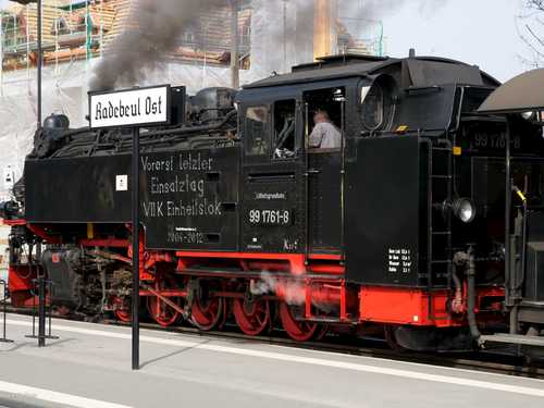 Am 27. März hatte 99 1761-8 auf der SDG Lößnitzgrundbahn ihren vorerst letzten Einsatztag vor dem Ablauf der Untersuchungsfrist.