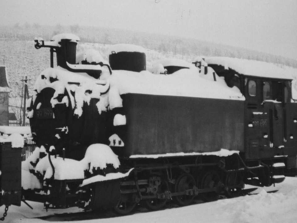 Ansicht der einzigen auf der Preßnitztalbahn bis 1986 jemals befindlichen Lokomotive der Gattung VI K.