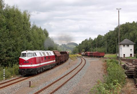 Am 28. August passierte 118 770-7 mit dem Fotogüterzug des VSE das Eisenbahnmuseum Schwarzenberg.