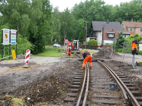 Gleisbauarbeiten auf der Windbergbahn.