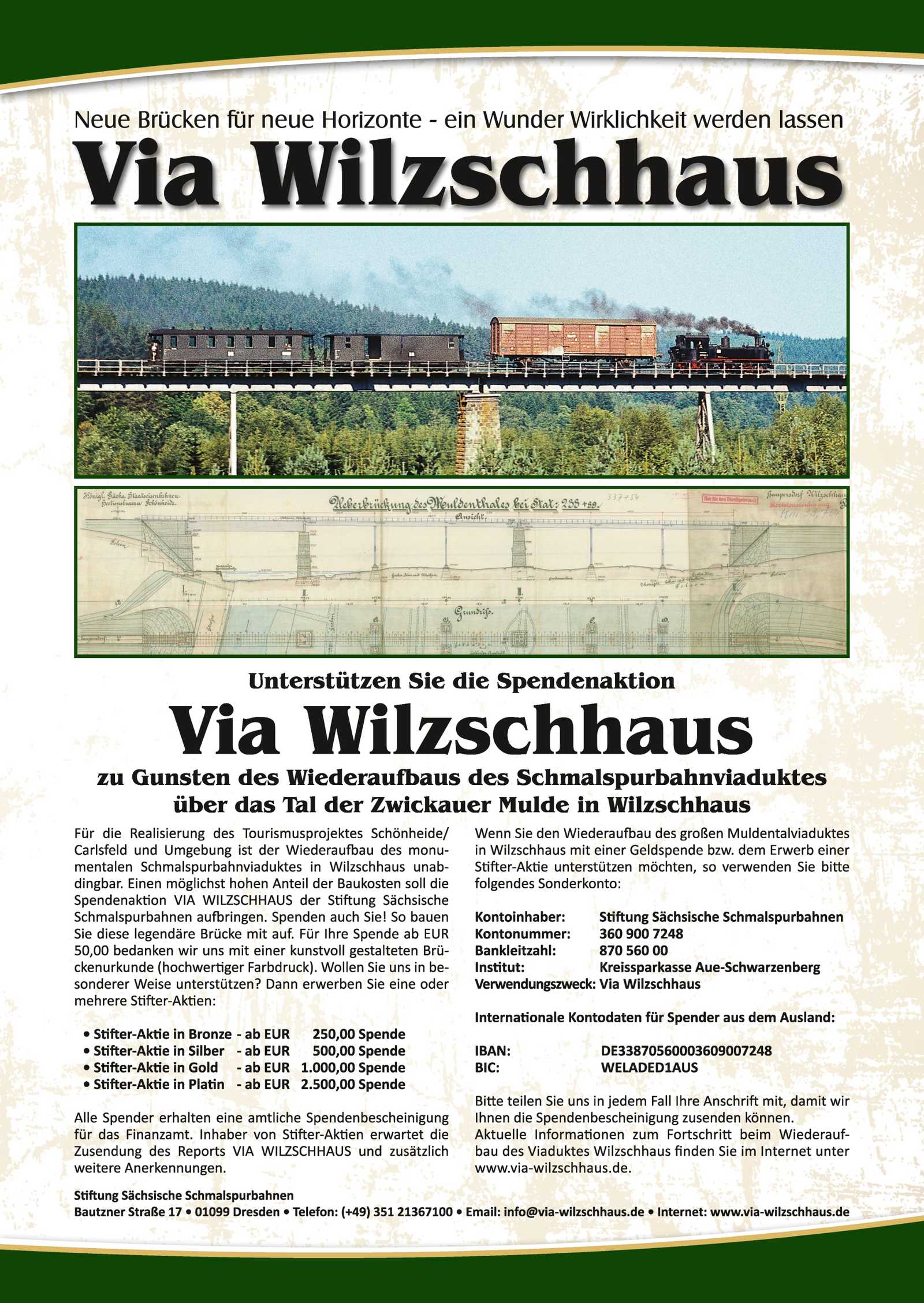 Spendenaufruf „Via Wilzschhaus“.