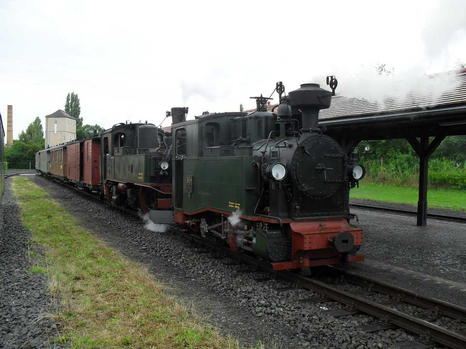 Probezug mit I K 54 und IV K 145 in Zittau Vorstadt am 3.8.2010.