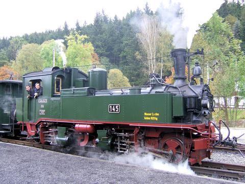 Die IV K Nr 145 (99 555) aus Zittau war erstmalig zu Gast auf der Preßnitztalbahn.