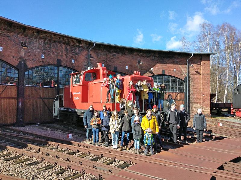 Die Chemnitzer Park­eisenbahner am 23. Februar 2022 bei ihrem Besuch im Eisenbahnmuseum Schwarzenberg.