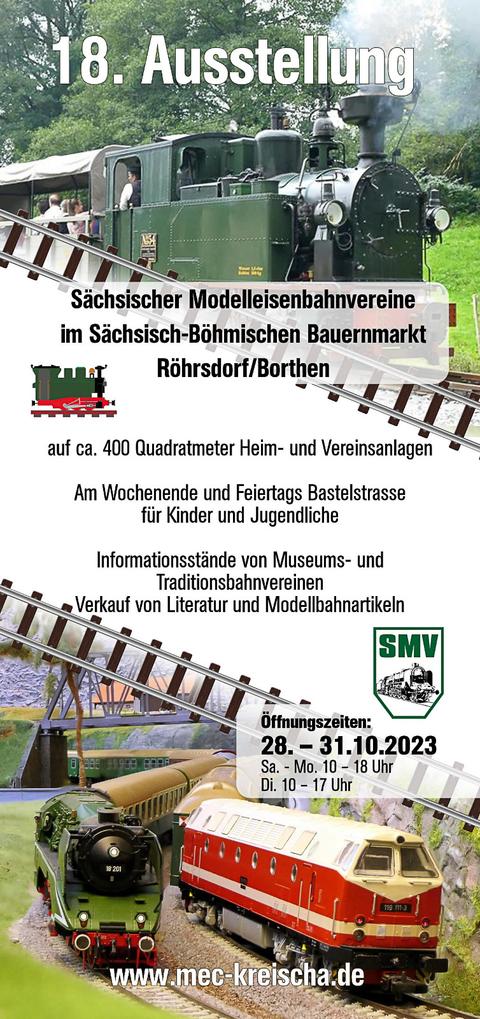 Veranstaltungsankündigung 28. bis 31. Oktober 2023: 18. Modellbahnausstellung in Röhrsdorf/Borten