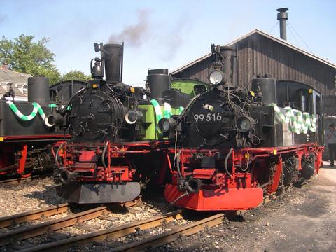 Am 4. und 5. September bespannten in Schönheide drei IV K die Züge der Museumsbahn, darunter 99 539 aus Radebeul.