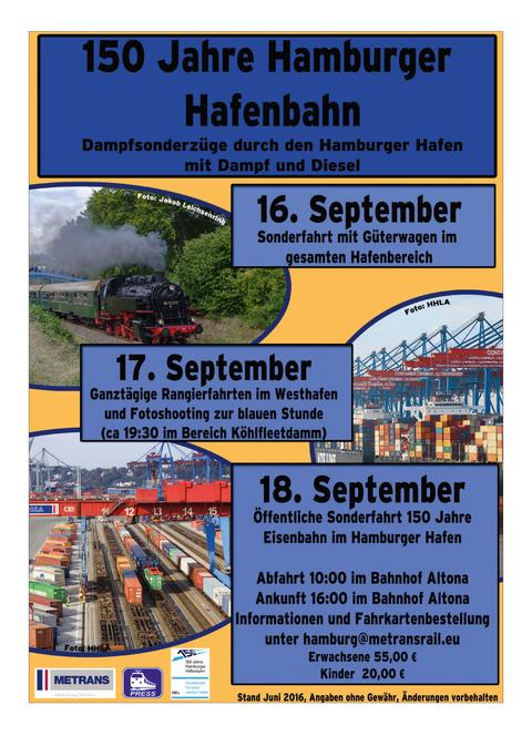 Anzeige Veranstaltungsankündigung „150 Jahre Hamburger Hafenbahn“