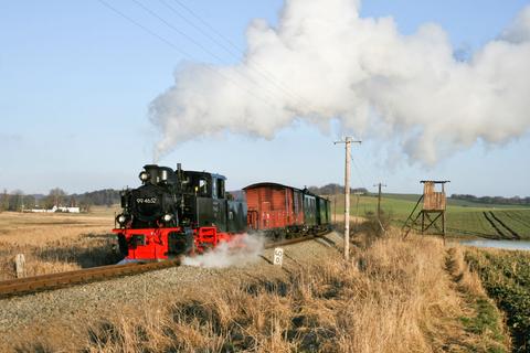 Den Sonderzug des Fördervereins zur Erhaltung der Rügenschen Kleinbahnen e. V. zog am 12. März die Dampflok 99 4652. Foto: Matthias Kley
