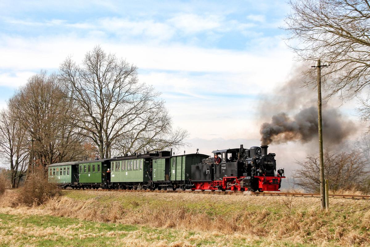 Eine Osterüberraschung war der Einsatz der Rügener Schlepptenderlokomotive 99 4652 beim „Pollo“ – Ronald Meissner war ebenso wie weitere knapp 2400 Fahrgäste in der Prignitz dabei.